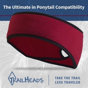 Balaclavas Women's Ponytail Headband - Fleece Earband - Winter Running Headband - Cherry Red / Black - C6113Y96LFJ $32.29