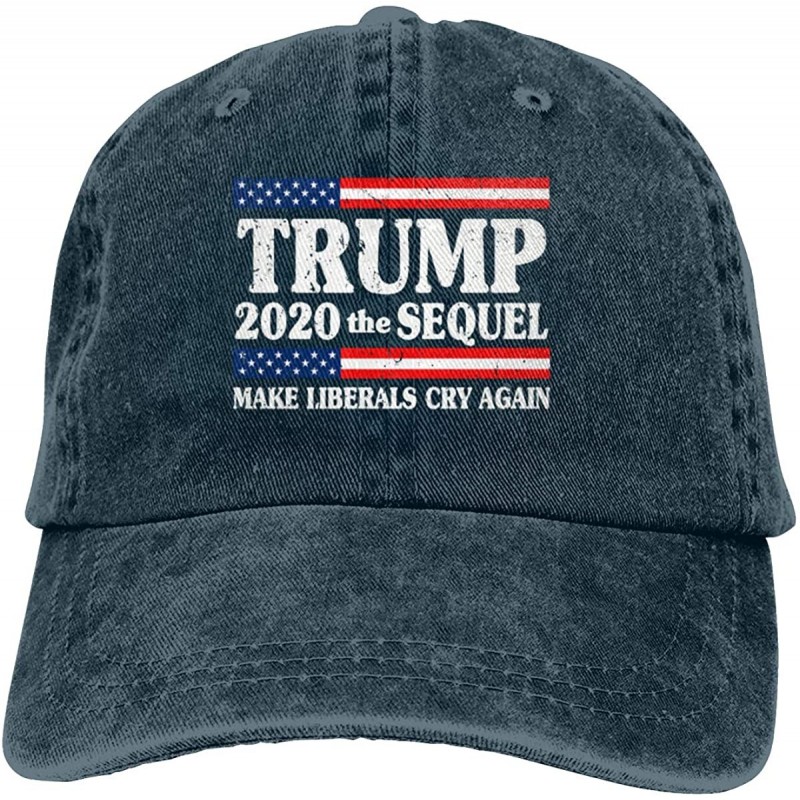 Baseball Caps Trump 2020 The Sequel Make Liberals Cry Again Men Women Washed Baseball Cap - Navy - CK196YEKTH5 $23.17