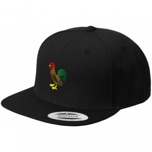 Baseball Caps Rooster Style 1 Embroidered Flat Visor Snapback Hat Black - CS184U3CHNW $34.19