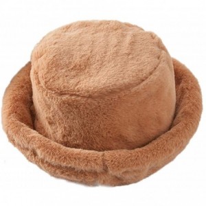 Bucket Hats Winter Bucket Hat Women Men Warm Hats Vintage Faux Fur Fisherman Cap - Camel - CI18A700RKW $28.29