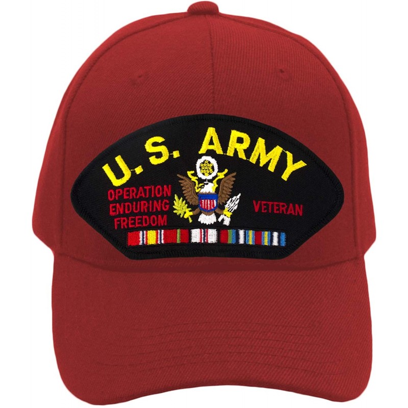 Baseball Caps US Army - Operation Enduring Freedom Veteran Hat/Ballcap Adjustable One Size Fits Most - Red - CY18NR7K4D2 $43.85