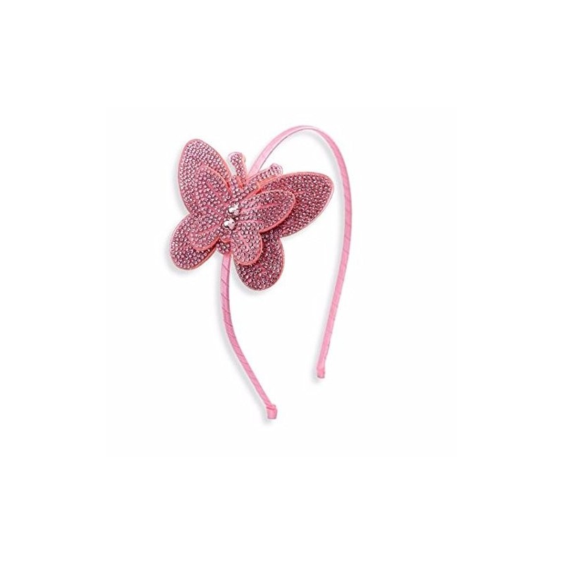 Headbands Girl's Crystal Studded Emoji Headband (Pink Butterfly) - Pink Butterfly - C11897S0RWS $43.97
