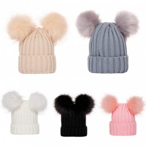Skullies & Beanies Baby Knit Beanie Hat with Pom Pom Ball Warmer Slouchy Windproof Caps - Beige - CX18M4SH9QI $20.25