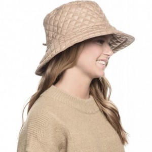 Rain Hats Foldable Water Repellent Quilted Rain Hat w/Adjustable Drawstring- Bucket Cap - A Khaki - CY18IQH8YTO $29.46