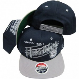 Baseball Caps Connecticut Huskies Diagonal Script Navy/Grey Two Tone Snapback Adjustable Hat/Cap - CC116QJGKOL $55.56