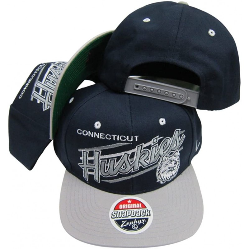 Baseball Caps Connecticut Huskies Diagonal Script Navy/Grey Two Tone Snapback Adjustable Hat/Cap - CC116QJGKOL $46.30