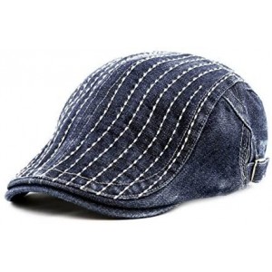 Newsboy Caps Thick Stitched Denim Newsboy Ivy Hat - Denim Blue5 - CR12CEUPRWL $23.13