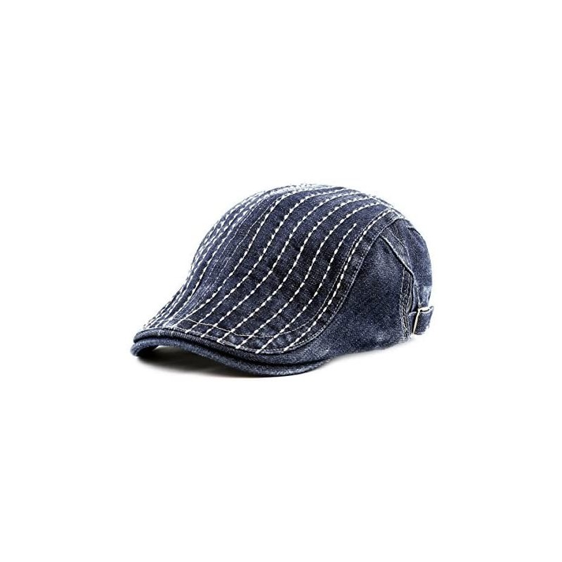 Newsboy Caps Thick Stitched Denim Newsboy Ivy Hat - Denim Blue5 - CR12CEUPRWL $21.42