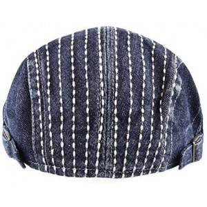 Newsboy Caps Thick Stitched Denim Newsboy Ivy Hat - Denim Blue5 - CR12CEUPRWL $21.42