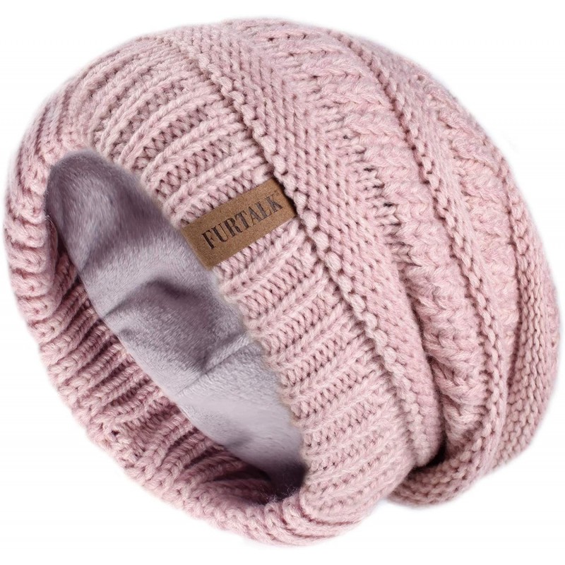 Skullies & Beanies Winter Beanie for Women Fleece Lined Warm Knit Skull Slouch Beanie Hat - 10-mixpink - CW18UQ2UHNT $26.26