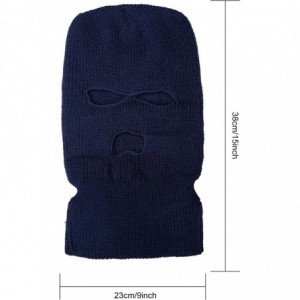 Balaclavas 2 Pieces 3-Hole Ski Mask Knitted Face Cover Winter Balaclava Full Face Mask for Winter Outdoor Sports - Navy - C91...