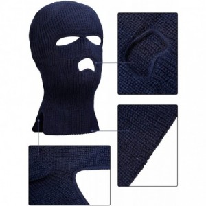 Balaclavas 2 Pieces 3-Hole Ski Mask Knitted Face Cover Winter Balaclava Full Face Mask for Winter Outdoor Sports - Navy - C91...