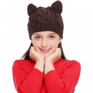 Skullies & Beanies Women's Hat Cat Ear Crochet Braided Knit Caps - Coffee_child - CW1887SYXAE $20.19