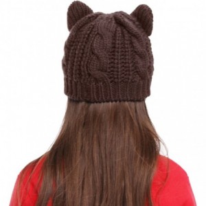 Skullies & Beanies Women's Hat Cat Ear Crochet Braided Knit Caps - Coffee_child - CW1887SYXAE $20.19