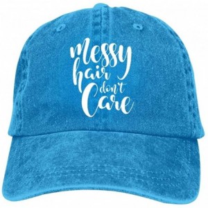 Baseball Caps Messy Hair Don't Care Unisex Vintage Adjustable Cotton Baseball Cap Denim Dad Hat Cowboy Hat - Blue - C318IRRLI...