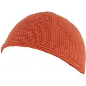Skullies & Beanies Kufi Hat Mens Beanie - Cap for Men Cotton Hand Made 2 Sizes by Casualbox - Orange - CD116HUIV8H $31.29