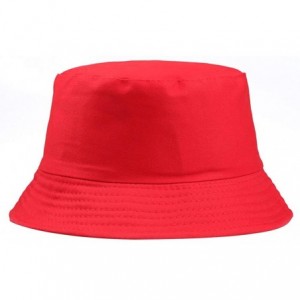 Bucket Hats Solid Color Fisherman Hat-Folding Sun Hat Outdoor Beach Travel Men Women Bucket Cap - Red - C9194OUME73 $15.58
