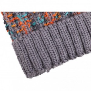 Skullies & Beanies Adult Chunky Cable Knit Beanie with Yarn Pompom - Grey - CX1840UX5XU $21.70