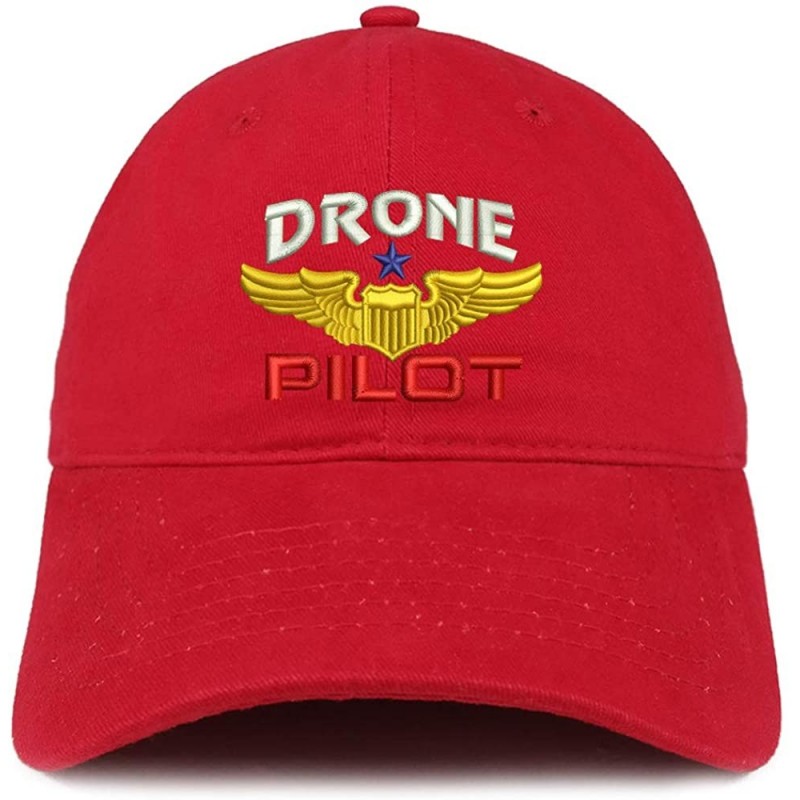 Baseball Caps Drone Pilot Aviation Wing Embroidered Soft Crown 100% Brushed Cotton Cap - Red - CW17YTZCW0Y $32.55