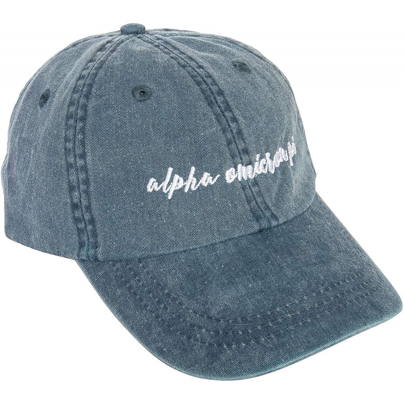 Baseball Caps Alpha Omicron Pi (N) Sorority Baseball Hat Cap Cursive Name Font AOII - Midnight Blue - CH18S072XTO $39.92