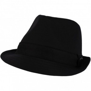 Fedoras Men's 100% Cotton Summer Cool Solid Blank Fedora Derby Trilby Hat - Navy - CI11912RYSL $21.04