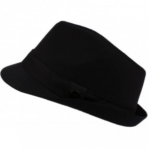 Fedoras Men's 100% Cotton Summer Cool Solid Blank Fedora Derby Trilby Hat - Navy - CI11912RYSL $19.99