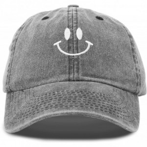 Baseball Caps Smile Baseball Cap Smiling Face Happy Dad Hat Men Women Teens - Black Vintage - CT18SKW7KX2 $24.43