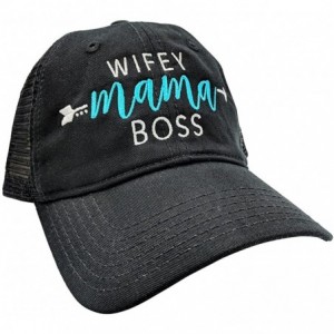 Baseball Caps Women's- Customized- Mom- Wifey Mama Boss High Ponytail Baseball Cap - Black/Customized - CJ18GM2M88L $63.65