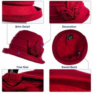 Bucket Hats Womens Wool Blend Winter Bucket 1920s Vintage Derby Hat Fedora Round Fall Bowler 55-59cm - 16076-tan - CB18IICRGU...