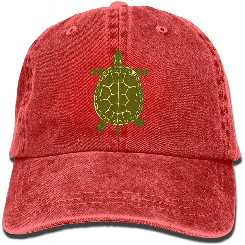 Baseball Caps Sports Denim Cap Native American Turtles Men Baseball Cap Adjustable Dad Hat - Red - C118EDXZHC3 $26.32
