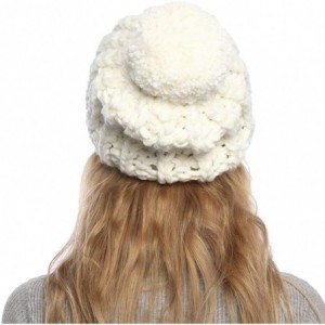 Skullies & Beanies Winter Knit Hat for Women Warm Chunky Pom Pom Beanie Ski Snow Outdoor Cap for Women Teen Girls - White - C...