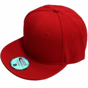 Baseball Caps The Real Original Fitted Flat-Bill Hats True-Fit - Red - CN18DCC3ILW $19.55