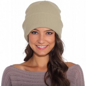 Skullies & Beanies Beanie for Women and Men Unisex Warm Winter Hats Acrylic Knit Cuff Skull Cap Daily Beanie Hat - Khaki - CG...