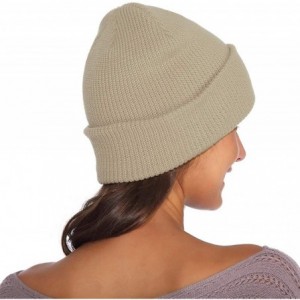 Skullies & Beanies Beanie for Women and Men Unisex Warm Winter Hats Acrylic Knit Cuff Skull Cap Daily Beanie Hat - Khaki - CG...