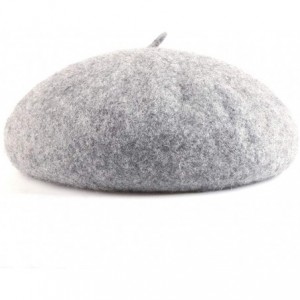 Berets Classic French Artist Beret for Women Wool Beret Hat Solid Color - Light Gray - C818KNCSCEE $36.47
