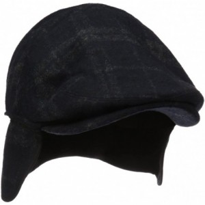 Newsboy Caps Men's Wool Blend Plaid Ivy Hat with Earflaps - Black - C911H4IN1EZ $49.77