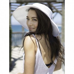 Visors Women's Summer Foldable Straw Sun Visor w/Cute Bowtie - White - C511UKEFWBF $30.49
