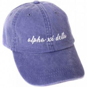 Baseball Caps Alpha Xi Sorority Baseball Hat Cap Cursive Name Font Alpha zee - Purple - C518DTK8E3C $44.73