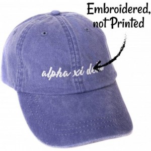 Baseball Caps Alpha Xi Sorority Baseball Hat Cap Cursive Name Font Alpha zee - Purple - C518DTK8E3C $38.94