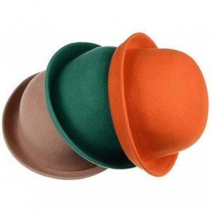 Fedoras Women's Girls Roll-up Brim Wool Dome Hat Bowler (Grey) - Åè“è‰² - C318NNTUMC0 $18.38