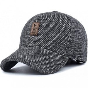 Newsboy Caps Men's Winter Warm Wool Woolen Tweed Peaked Baseball Cap Hat with Fold Earmuffs Warmer - Gray - CE188WA6MUN $22.16