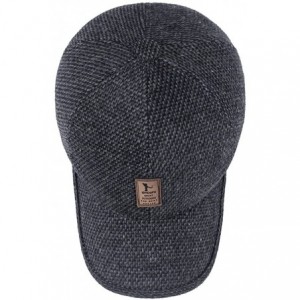 Newsboy Caps Men's Winter Warm Wool Woolen Tweed Peaked Baseball Cap Hat with Fold Earmuffs Warmer - Gray - CE188WA6MUN $19.14