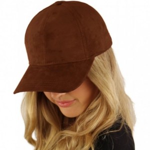 Baseball Caps Everyday Faux Suede 6 Panel Solid Suede Baseball Adjustable Cap Hat - Brown - C51822YOTTC $17.55