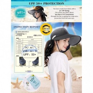 Bucket Hats Large Head Women Packable Wide Brim SPF Sun Hat Bucket Travel Summer Chin Strap 58-60cm - Black_99001 - CP18SS0GE...