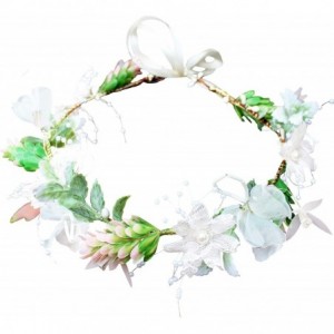Headbands Boho Flower Headband Hair Wreath Floral Garland Crown Halo Headpiece with Ribbon Wedding Festival Party - 3 - CM185...