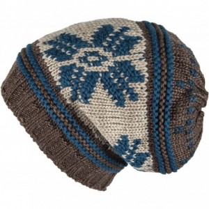 Skullies & Beanies Knit Slouchy Oversized Soft Warm Winter Beanie Hat - Teal Snowflake - CO186ORYM7M $20.53