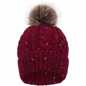 Skullies & Beanies Women's Winter 3 Piece Cable Knit Beanie Hat Gloves & Scarf Set - Mix Burgundy - CW18HHLLUCE $70.92