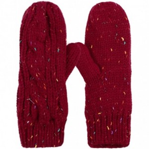 Skullies & Beanies Women's Winter 3 Piece Cable Knit Beanie Hat Gloves & Scarf Set - Mix Burgundy - CW18HHLLUCE $70.92