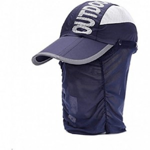 Sun Hats Sun Caps Outdoor Hat Solar Protection Sun Cap Foldable Removable Neck&Face Flap Cover - Navy - C418ESIWWLA $23.50