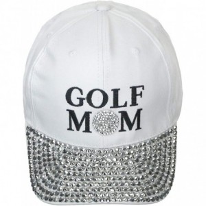 Baseball Caps Women's 100% Cotton Sports Mom Bling Baseball Cap with Crystal Brim - White - Golf Mom - CC18SGK45YS $23.14
